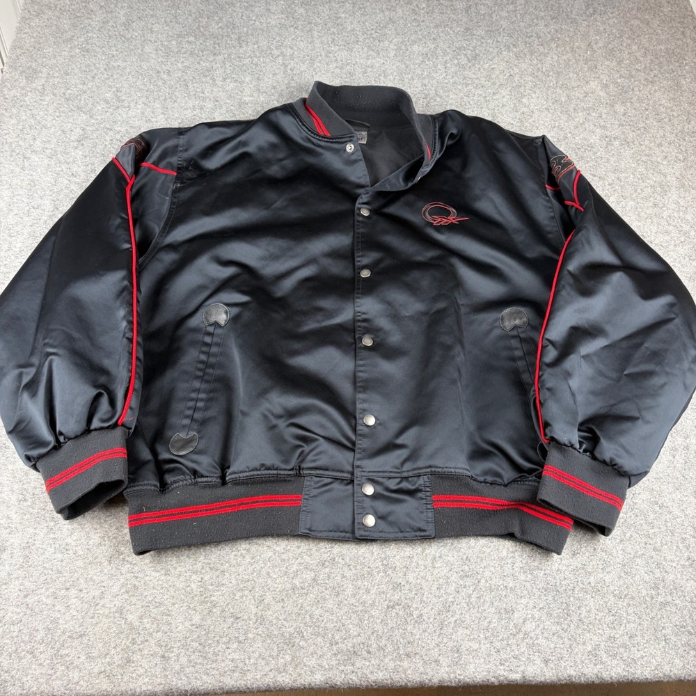 Y2K Reebok Allen Iverson The Question Jacket Mens Large Black Red Satin Bomber